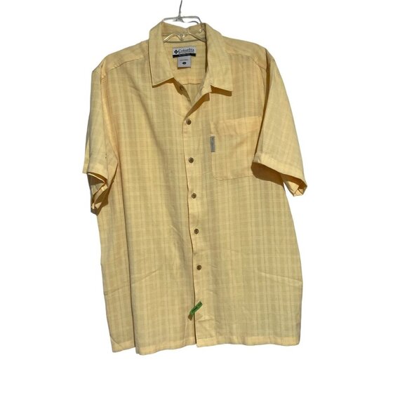 Columbia Mens Short Sleeve Yellow Button-Up Shirt Size Large - Picture 1 of 5